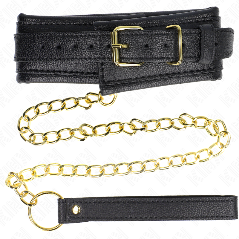 KINK - COLLARE IN SPUGNA SIMILPELLE CON GUINZAGLIO MODELLO 1 REGOLABILE 37-54 CM X 3 CM