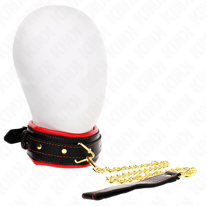 KINK - COLLARE IN SPUGNA SIMILPELLE CON GUINZAGLIO MODELLO 2 REGOLABILE 37-54 CM X 3 CM