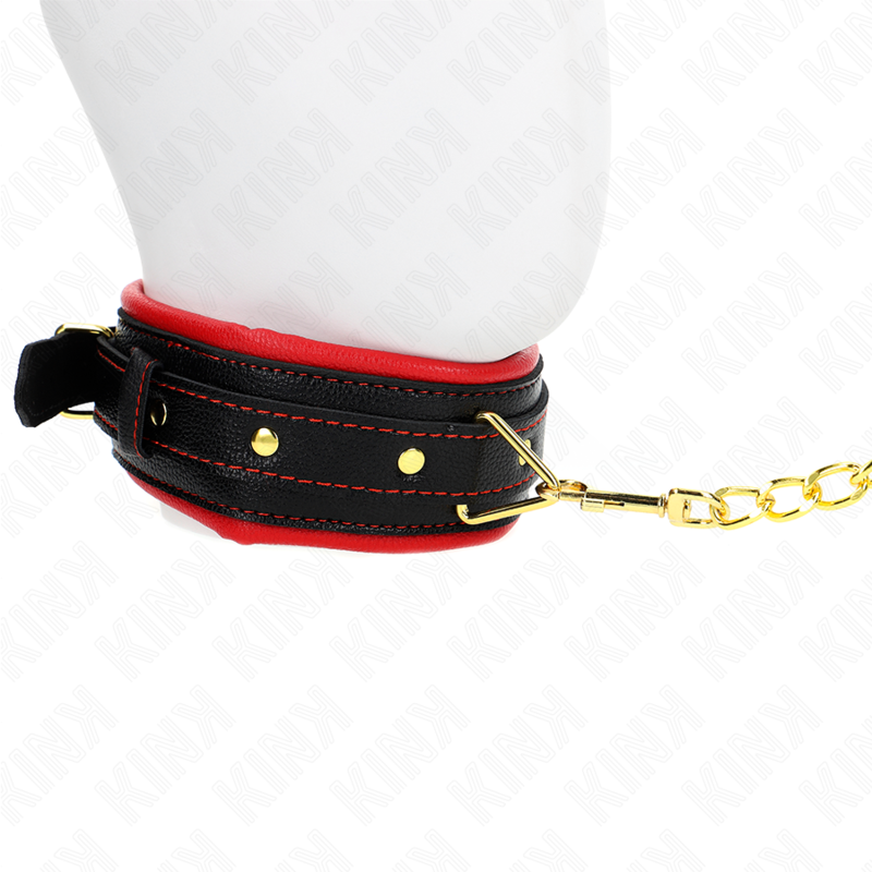 KINK - COLLARE IN SPUGNA SIMILPELLE CON GUINZAGLIO MODELLO 2 REGOLABILE 37-54 CM X 3 CM