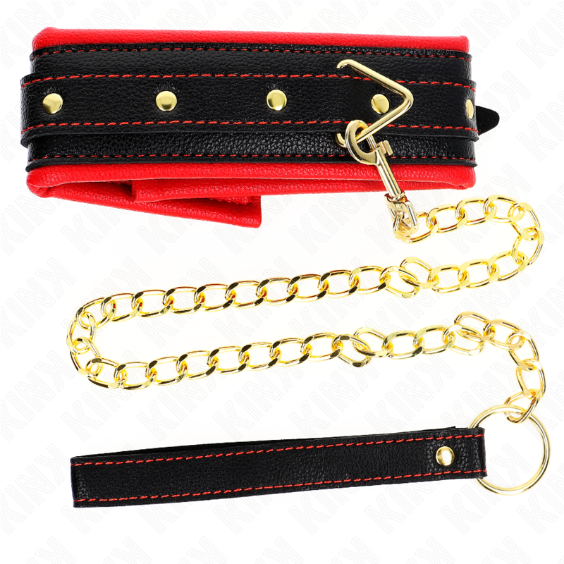 KINK - COLLARE IN SPUGNA SIMILPELLE CON GUINZAGLIO MODELLO 2 REGOLABILE 37-54 CM X 3 CM