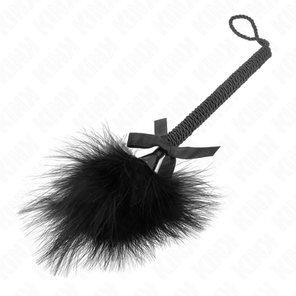 KINK - Massaggiatore con corda in nylon con piume e fiocco nero 25 cm
