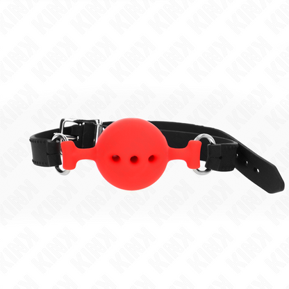 KINK - BAVAGLIO 55 x 2 CM PALLA 4,5 CM PIENO SILICONE TAGLIA M ROSSO REGOLABILE 35-51 CM