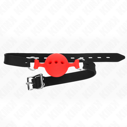 KINK - BAVAGLIO 55 x 2 CM PALLA 4,5 CM PIENO SILICONE TAGLIA M ROSSO REGOLABILE 35-51 CM