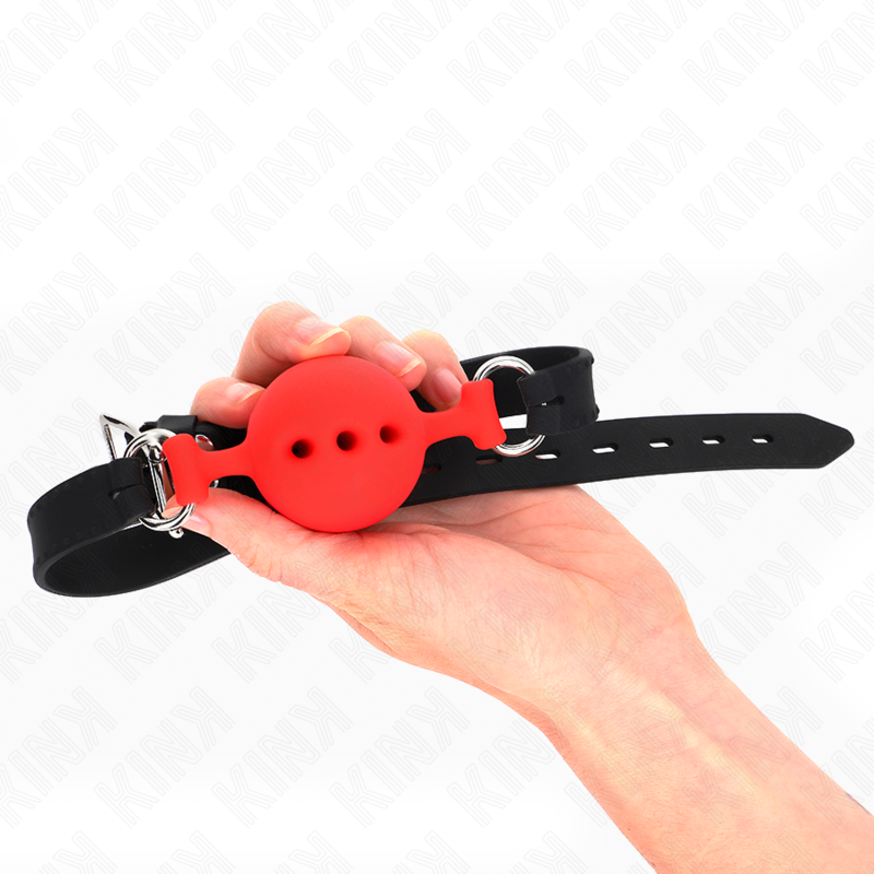 KINK - BAVAGLIO 55 x 2 CM PALLA 4,5 CM PIENO SILICONE TAGLIA M ROSSO REGOLABILE 35-51 CM