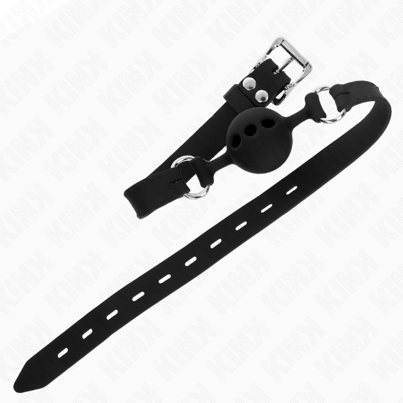 KINK - BAVAGLIO 55 x 2 CM PALLA 4 CM PIENO SILICONE TAGLIA S NERO REGOLABILE 35-51 CM
