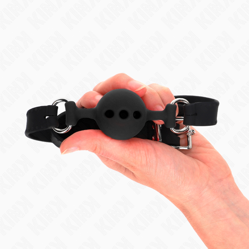KINK - BAVAGLIO 55 x 2 CM PALLA 4 CM PIENO SILICONE TAGLIA S NERO REGOLABILE 35-51 CM