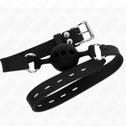 KINK - BAVAGLIO 55 x 2 CM PALLA 4 CM PIENO SILICONE TAGLIA S NERO REGOLABILE 35-51 CM