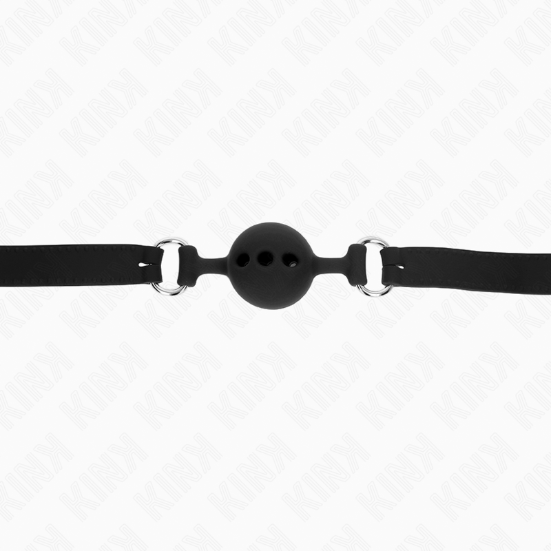 KINK - BAVAGLIO 55 x 2 CM PALLA 4 CM PIENO SILICONE TAGLIA S NERO REGOLABILE 35-51 CM