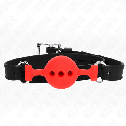 KINK - BAVAGLIO 55 x 2 CM PALLA 4 CM PIENO SILICONE TAGLIA S ROSSO REGOLABILE 35-51 CM
