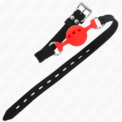 KINK - BAVAGLIO 55 x 2 CM PALLA 4 CM PIENO SILICONE TAGLIA S ROSSO REGOLABILE 35-51 CM