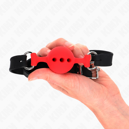 KINK - BAVAGLIO 55 x 2 CM PALLA 4 CM PIENO SILICONE TAGLIA S ROSSO REGOLABILE 35-51 CM