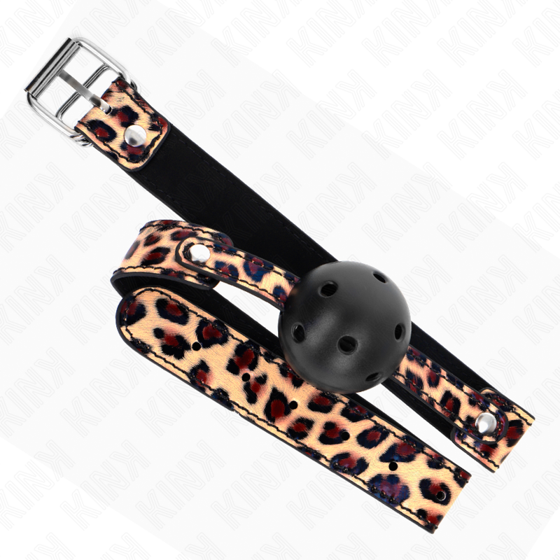KINK - BALL GAG 4,5 CM TRASPIRANTE LEOPARDO 65 x 2,5 CM