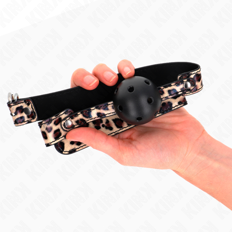KINK - BALL GAG 4,5 CM TRASPIRANTE LEOPARDO 65 x 2,5 CM