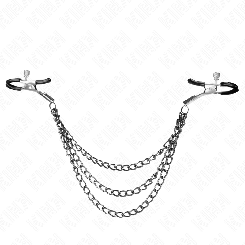 KINK - MORSETTI PER CAPEZZOLI A TRIPLA CATENA NERI 20/23/28 CM