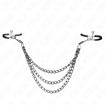 KINK - MORSETTI PER CAPEZZOLI A TRIPLA CATENA NERI 20/23/28 CM