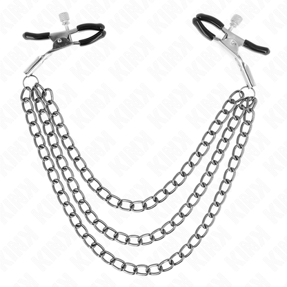 KINK - MORSETTI PER CAPEZZOLI A TRIPLA CATENA NERI 20/23/28 CM