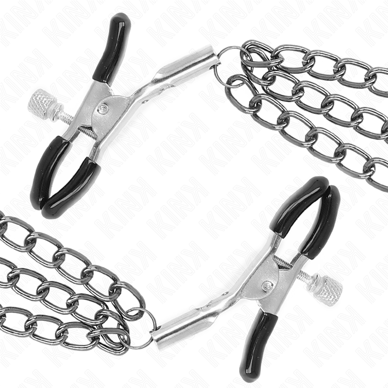 KINK - MORSETTI PER CAPEZZOLI A TRIPLA CATENA NERI 20/23/28 CM