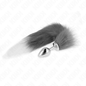 KINK - PLUG ANALE TAGLIA M 8 X 3,5 CM CON CODA SINTETICA 40 CM ARGENTO E BIANCO