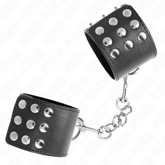 KINK - BRACCIALETTI CON CHIUSURA A SCATTO REGOLABILE NERI 19-24 CM X 5,5 CM