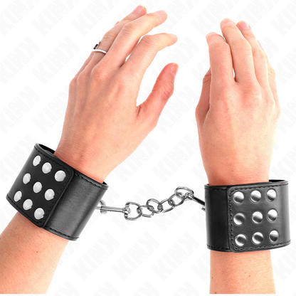 KINK - BRACCIALETTI CON CHIUSURA A SCATTO REGOLABILE NERI 19-24 CM X 5,5 CM