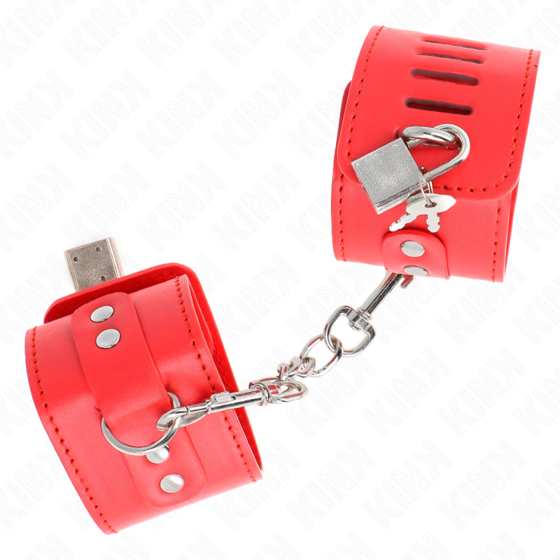 KINK - BRACCIALETTI CON CHIUSURA REGOLABILE CON LUCCHETTO ROSSO 16-23 CM X 5,5 CM