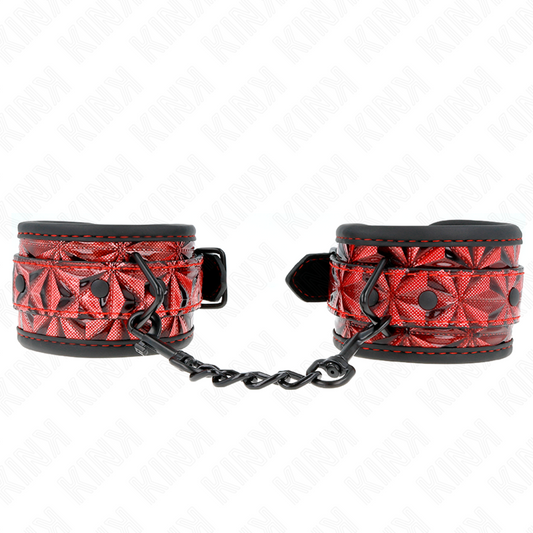 KINK - BRACCIALETTI CON MOTIVO A ROMBI ROSSO SCURO REGOLABILI 17-26 CM X 5,5 CM