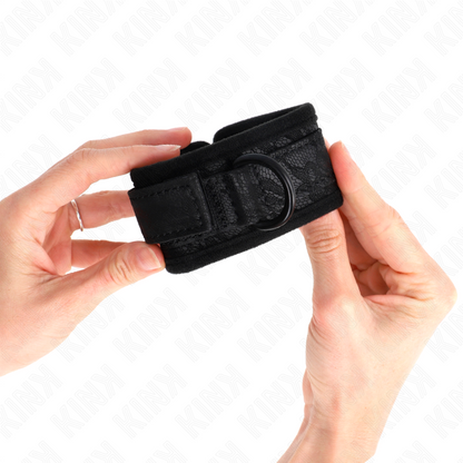 KINK - Braccialetti regolabili in pizzo nero e neoprene 20-29 cm x 5 cm