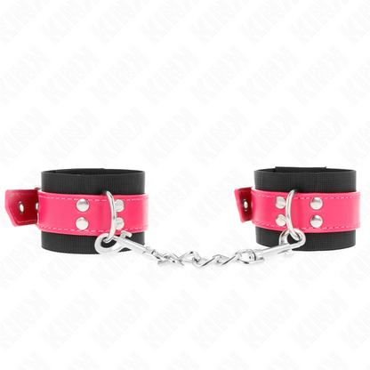 KINK - BRACCIALETTI IN NYLON NERO CON CINTURINO REGOLABILE IN PELLE 19-29 CM X 5,1 CM