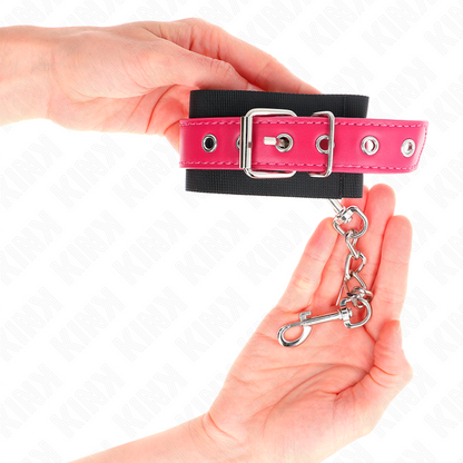KINK - BRACCIALETTI IN NYLON NERO CON CINTURINO REGOLABILE IN PELLE 19-29 CM X 5,1 CM
