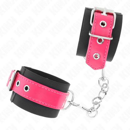 KINK - BRACCIALETTI IN NYLON NERO CON CINTURINO REGOLABILE IN PELLE 19-29 CM X 5,1 CM