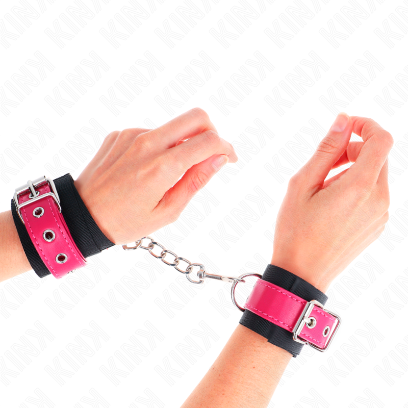 KINK - BRACCIALETTI IN NYLON NERO CON CINTURINO REGOLABILE IN PELLE 19-29 CM X 5,1 CM