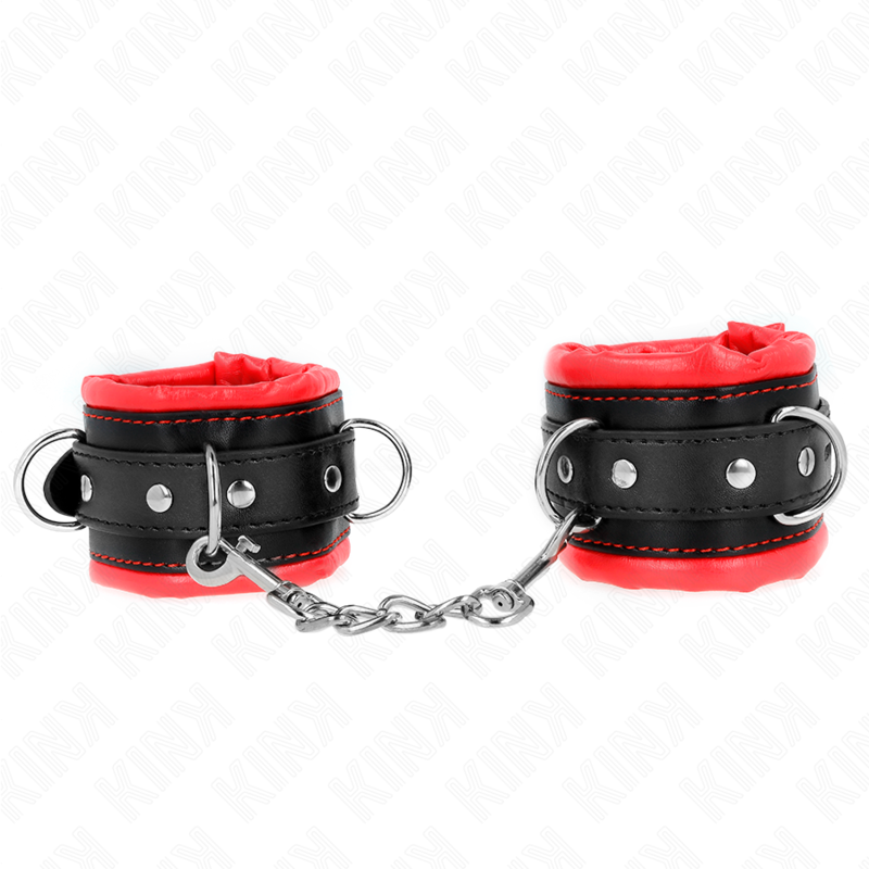 KINK - BRACCIALETTI PESANTI FODERA ROSSA REGOLABILI 20-30 CM X 6 CM