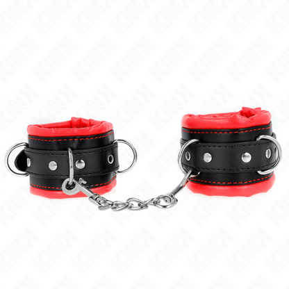 KINK - BRACCIALETTI PESANTI FODERA ROSSA REGOLABILI 20-30 CM X 6 CM