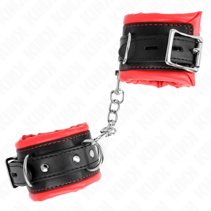 KINK - BRACCIALETTI PESANTI FODERA ROSSA REGOLABILI 20-30 CM X 6 CM
