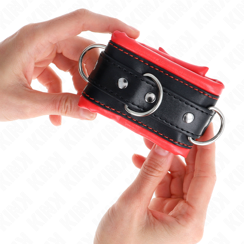 KINK - BRACCIALETTI PESANTI FODERA ROSSA REGOLABILI 20-30 CM X 6 CM