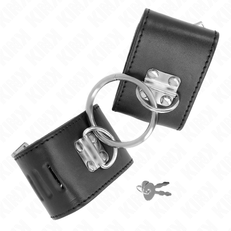 KINK - BRACCIALETTI FISSI CON ANELLO E CHIUSURA REGOLABILE CON LUCCHETTO NERO 16-23 CM X 5,5 CM
