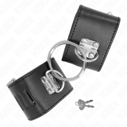 KINK - BRACCIALETTI FISSI CON ANELLO E CHIUSURA REGOLABILE CON LUCCHETTO NERO 16-23 CM X 5,5 CM