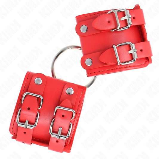 KINK - SUPPORTO PER POLSO CON ANELLI E BORCHIE, ROSSO, REGOLABILE, 17-22 CM X 6,5 CM