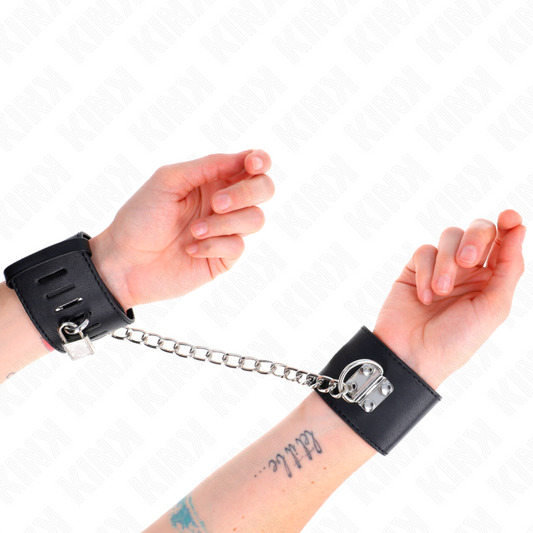 KINK - BRACCIALETTI FISSI CON CATENA DA 30 CM E CHIUSURA REGOLABILE CON LUCCHETTO NERO 16-23 CM X 5,5 CM