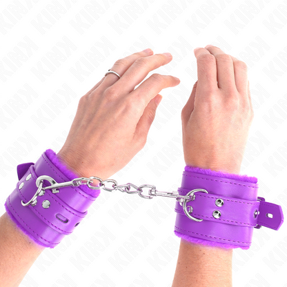 KINK - BRACCIALETTI RIVESTITI CON FORI QUADRATI VIOLA E CINTURINO REGOLABILE VIOLA 17-29 CM X 6 CM