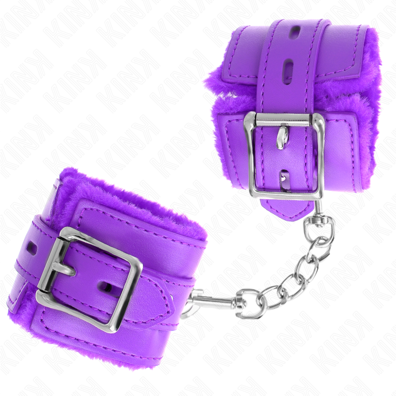 KINK - BRACCIALETTI RIVESTITI CON FORI QUADRATI VIOLA E CINTURINO REGOLABILE VIOLA 17-29 CM X 6 CM