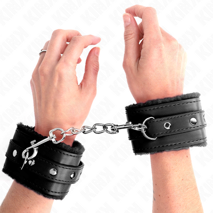 KINK - BRACCIALETTI PREMIUM CON FODERATURA NERA E CINTURINO NERO REGOLABILE 17-29 CM X 6 CM