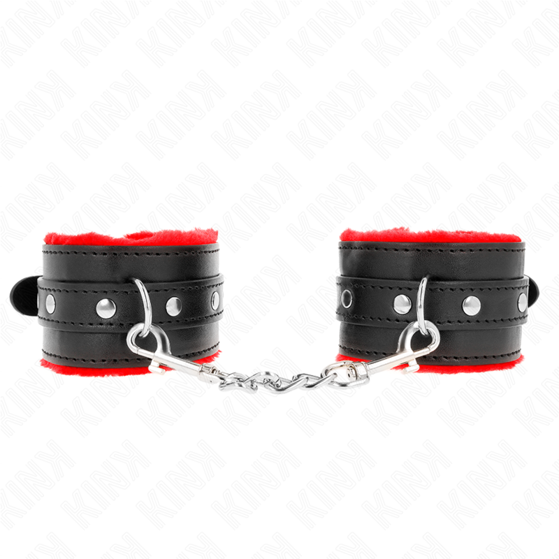 KINK - BRACCIALETTI PREMIUM CON FODERATURA ROSSA E CINTURINO NERO REGOLABILE 17-29 CM X 6 CM