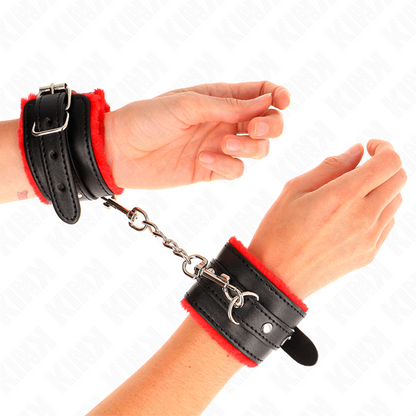 KINK - BRACCIALETTI PREMIUM CON FODERATURA ROSSA E CINTURINO NERO REGOLABILE 17-29 CM X 6 CM
