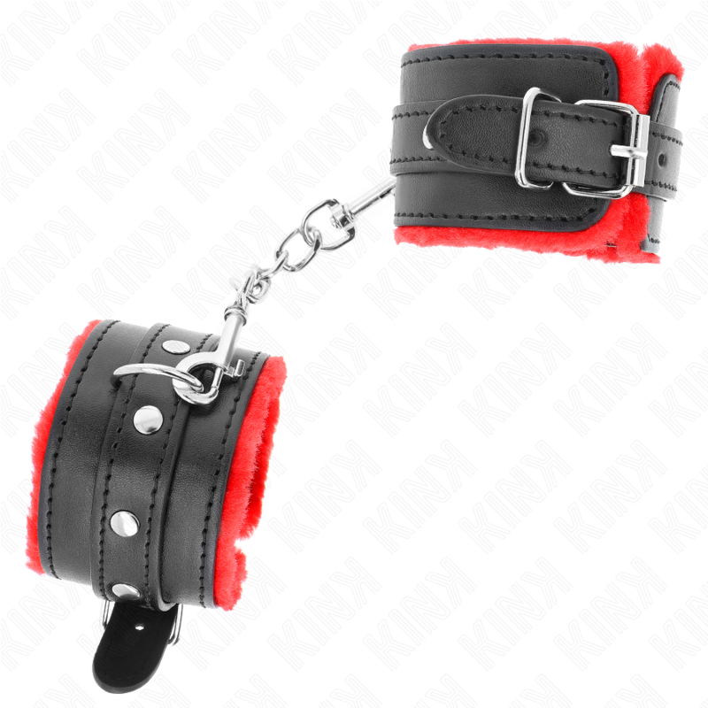 KINK - BRACCIALETTI PREMIUM CON FODERATURA ROSSA E CINTURINO NERO REGOLABILE 17-29 CM X 6 CM