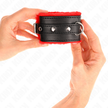 KINK - BRACCIALETTI PREMIUM CON FODERATURA ROSSA E CINTURINO NERO REGOLABILE 17-29 CM X 6 CM
