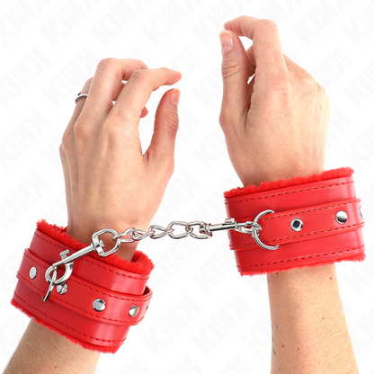 KINK - BRACCIALETTI PREMIUM CON FODERATURA ROSSA E CINTURINO ROSSO REGOLABILE 17-29 CM X 6 CM