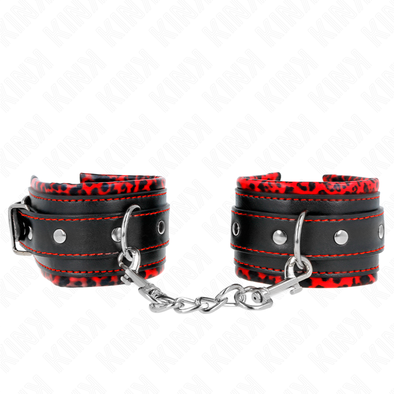KINK - BRACCIALETTI FODERATI ROSSO/NERO REGOLABILI 17-29 CM X 6 CM