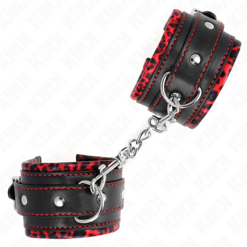 KINK - BRACCIALETTI FODERATI ROSSO/NERO REGOLABILI 17-29 CM X 6 CM