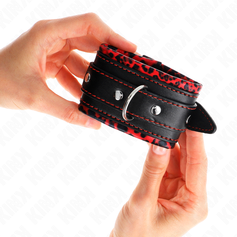 KINK - BRACCIALETTI FODERATI ROSSO/NERO REGOLABILI 17-29 CM X 6 CM